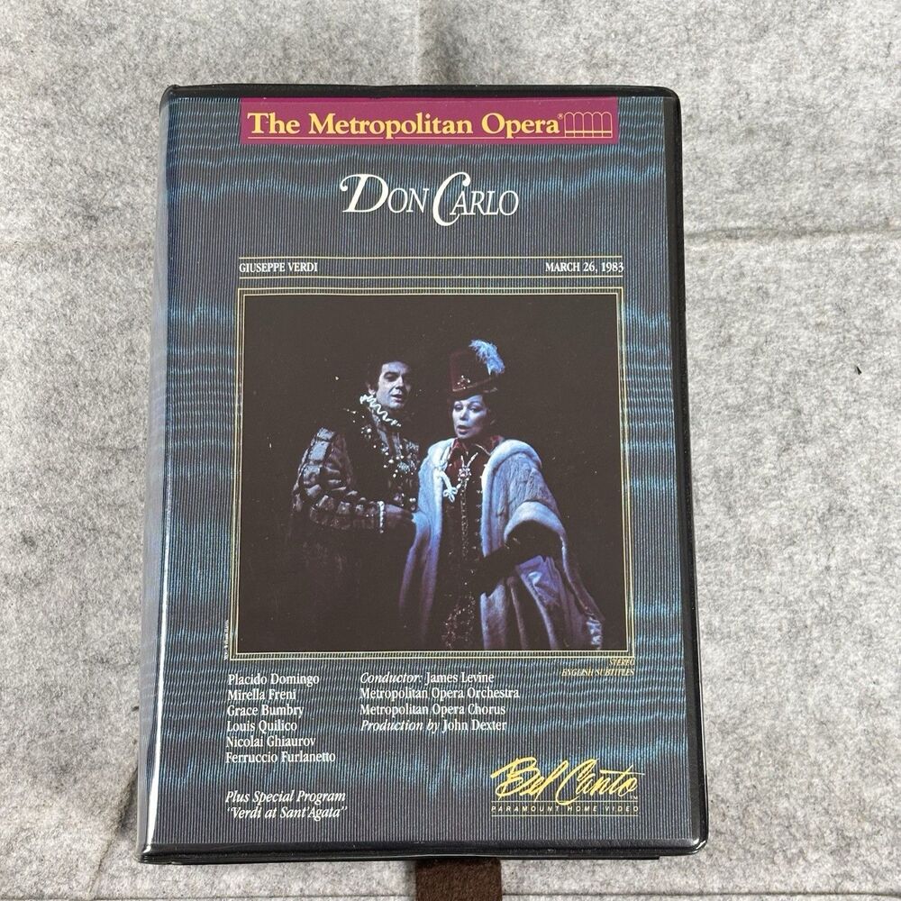 Metropolitan Opera Don Carlo Guiseppe Verdi 1983 VHS HI-FI Bel Canto Paramount